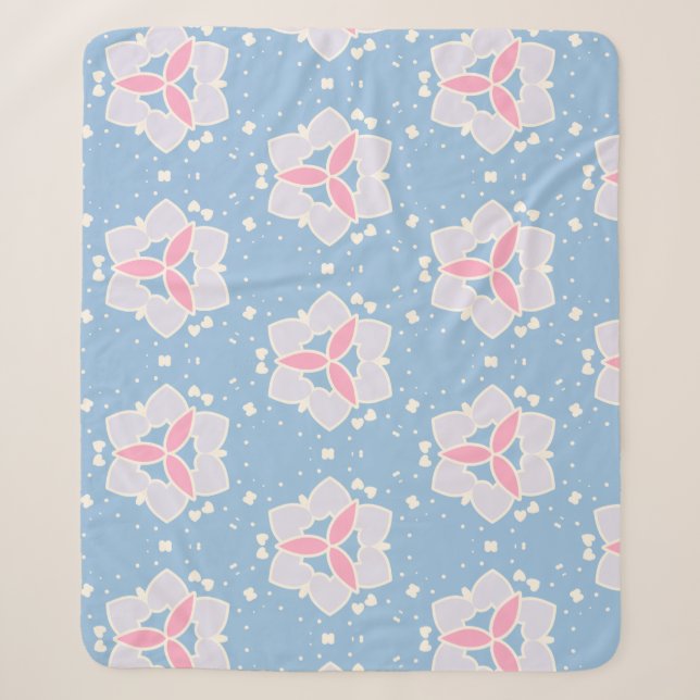 Couverture Sherpa Motif de coeur Abstrait bleu et rose (Devant)