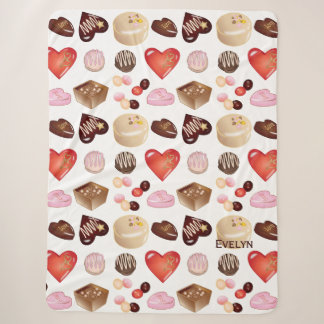 Couverture Sherpa Motif de cœur de bonbon au chocolat coloré chic mi