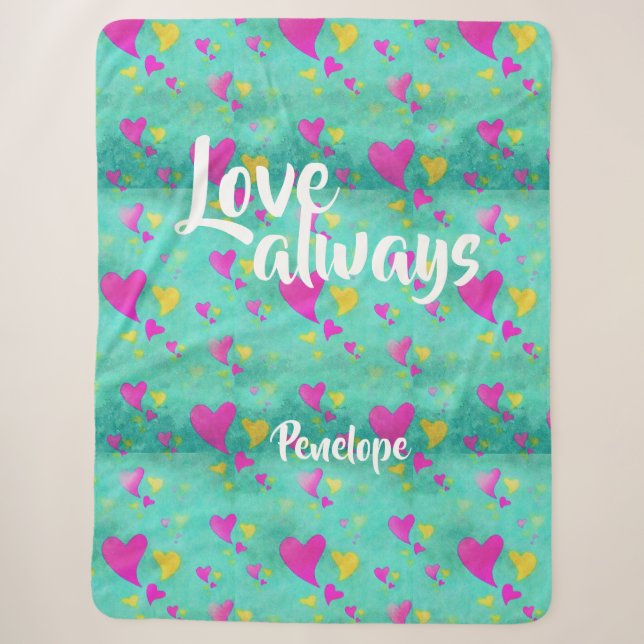 Couverture Sherpa Motif de coeur mignon Aimer toujours votre nom Val (Devant)