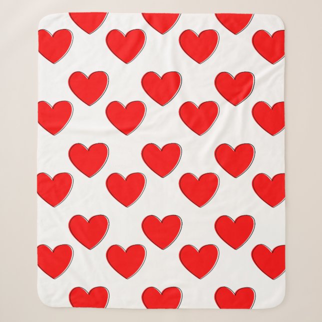 Couverture Sherpa Motif de coeur rouge à décalage mignon (Devant)