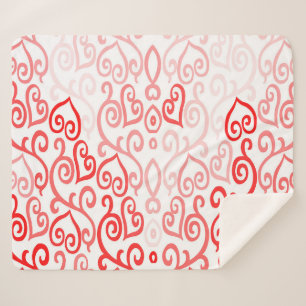 Couverture Sherpa Motif de coeur rouge et rose