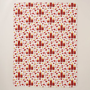 Couverture Sherpa "Motif de cœurs à la lumière des bougies rouge et