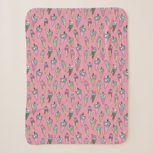 Couverture Sherpa Motif de cône de crème glacée (Devant)