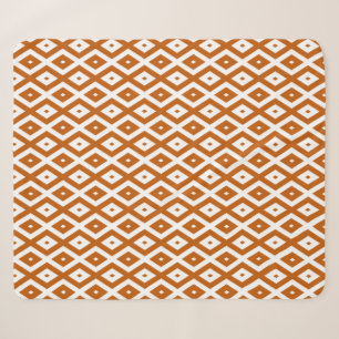 Couverture Sherpa Motif de diamant orange et blanc brûlé