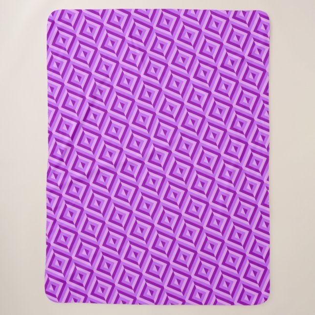 Couverture Sherpa Motif de diamants violet à trois tons (Devant)