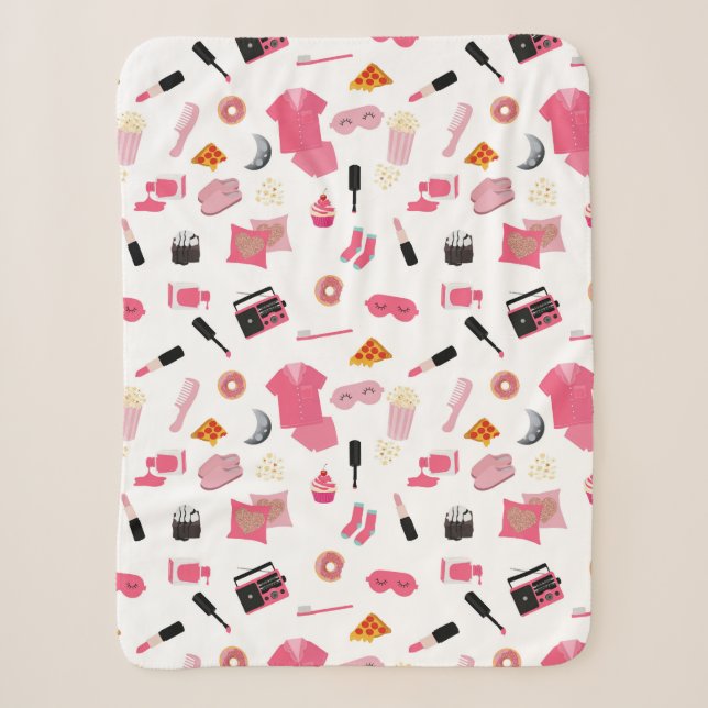 Couverture Sherpa Motif de Fille Rose de la fête de bois (Devant)