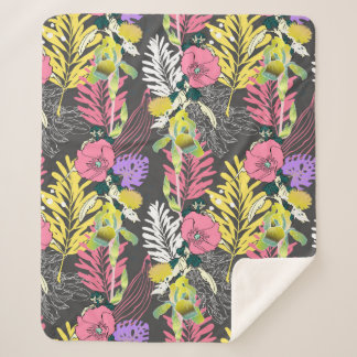 Couverture Sherpa Motif de fleur artistique, beau tropique