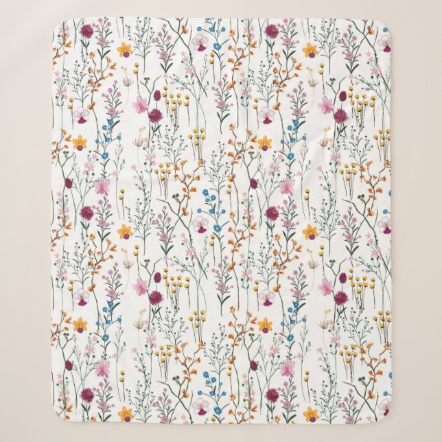 Couverture Sherpa Motif de fleur sauvage d'été (Devant)