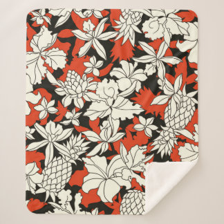 Couverture Sherpa Motif de fleurs tropicales