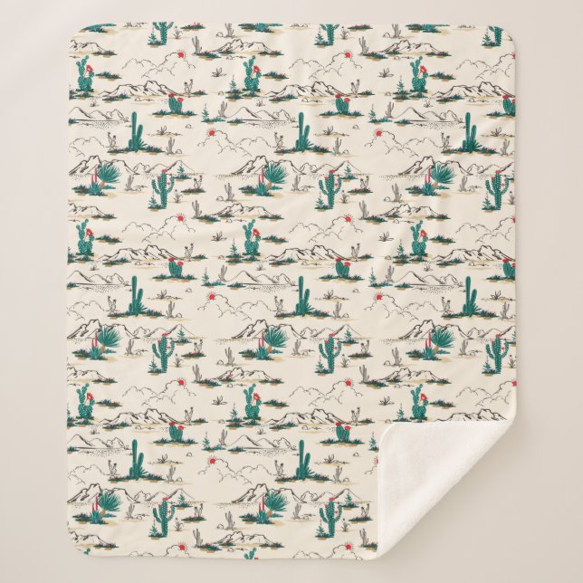 Couverture Sherpa Motif de floraison de Succulents (Devant)