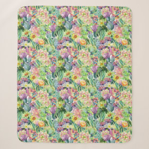 Couverture Sherpa Motif de floraison exotique de cactus d'aquarelle
