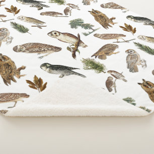Couverture Sherpa Motif de forêt de l'aquarelle de la Chouette vinta