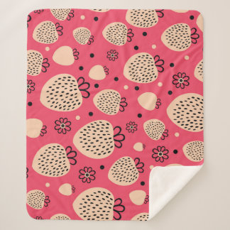 Couverture Sherpa Motif de fraise rose : design doux et homogène