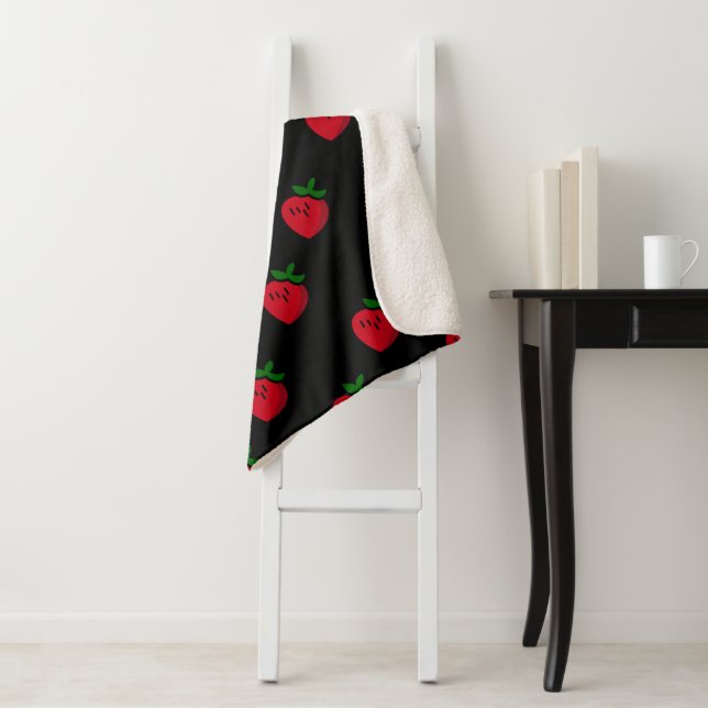 Couverture Sherpa Motif de fraise rouge mignonne pour les Vegas (En situation)