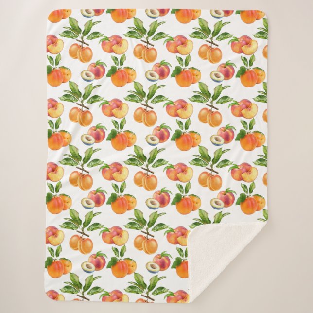 Couverture Sherpa Motif de fruits mûrs, abricots et prunes (Devant)
