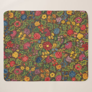 Couverture Sherpa Motif de jardin botanique antique vibrant