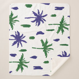Couverture Sherpa Motif de la marine Blue Green Palm