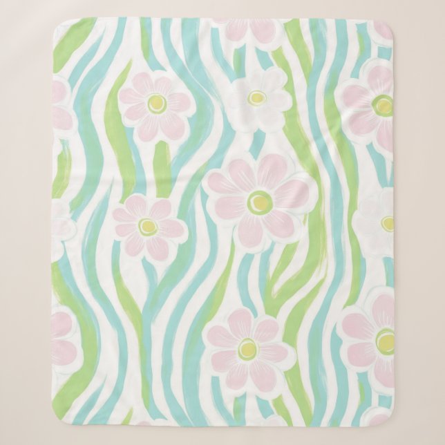 Couverture Sherpa Motif de ligne florale abstrait moderne (8) (Devant)