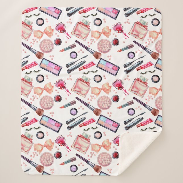 Couverture Sherpa Motif de maquillage d'aquarelle (Devant)