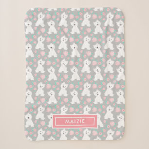 Couverture Sherpa Motif de marionnette florale  Gris personnalisé