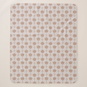 Couverture Sherpa motif de médaillon ornemental beige chaud vintage