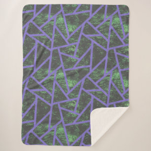 Couverture Sherpa Motif de mosaïque violet et vert