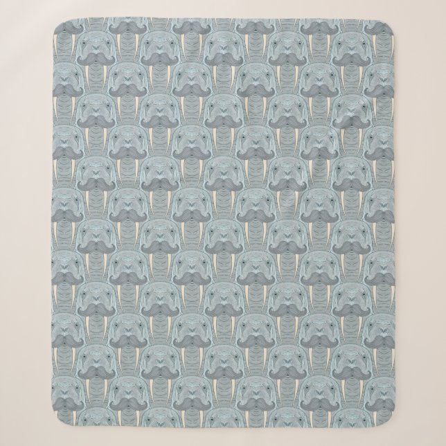 Couverture Sherpa Motif de moustache de morse (Devant)