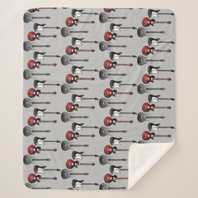 Couverture Sherpa Motif de musicien de guitare électrique (Devant)