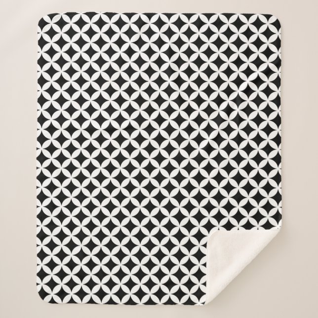 Couverture Sherpa Motif de navire géométrique noir et blanc (Devant)