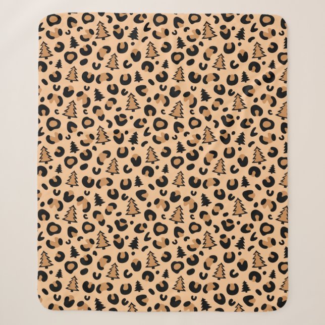 Couverture Sherpa Motif de Noël Empreinte de léopard (Devant)