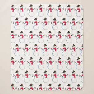 Couverture Sherpa Motif de Noël vintage rétro aquarelle bonhomme de
