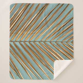 Couverture Sherpa Motif de palme tropicale peint en or