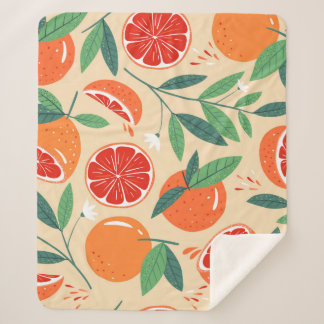 Couverture Sherpa Motif de pamplemousse sans couture. Design moderne