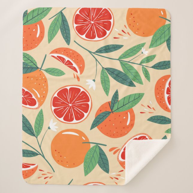 Couverture Sherpa Motif de pamplemousse sans couture. Design moderne (Devant)