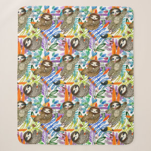 Couverture Sherpa Motif de paresse d'aquarelle de bande dessinée
