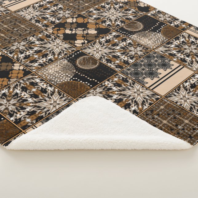 Couverture Sherpa Motif de patchwork rustique (3/4)