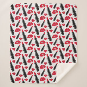Couverture Sherpa Motif de point de polka de rouge à lèvres et de