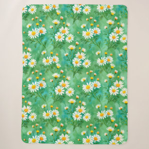 Couverture Sherpa Motif de prairie à l'aquarelle Daisy Whispers
