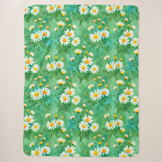 Couverture Sherpa Motif de prairie à l'aquarelle Daisy Whispers