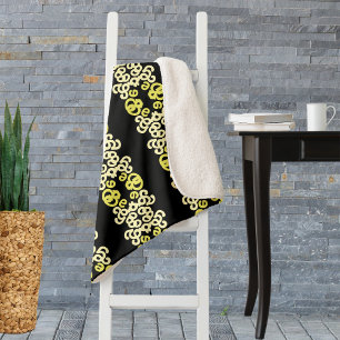 Couverture Sherpa Motif de rayure ornementale jaune doré sans coutur