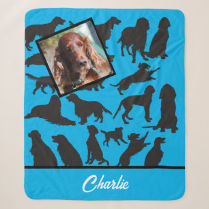 Couverture Sherpa Motif de Setter irlandais personnalisé Sherpa Blan