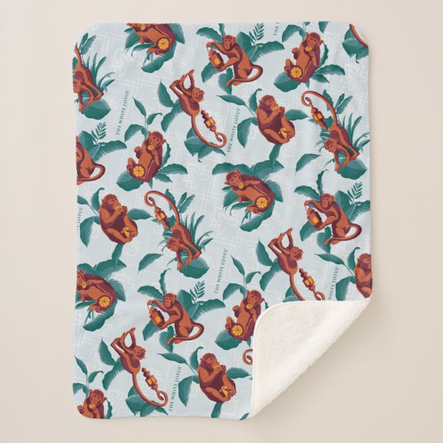 Couverture Sherpa Motif de singes joueurs du Lotus Blanc (Devant)