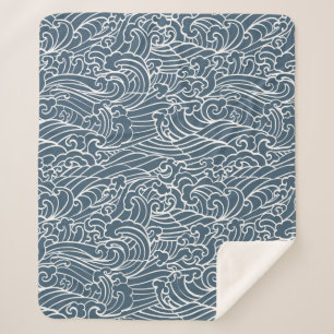 Couverture Sherpa Motif de style Wave japonais