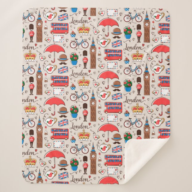Couverture Sherpa Motif de symboles de Londres (Devant)