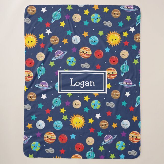 Couverture Sherpa Motif de système solaire pour enfants (Devant)