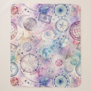 Couverture Sherpa Motif de tampon de voyage du monde vintage (4)
