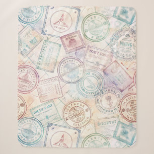 Couverture Sherpa Motif de tampon de voyage du monde vintage (8)