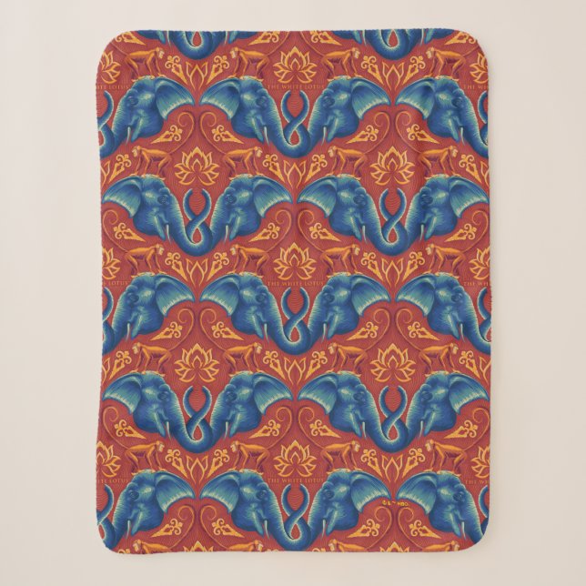 Couverture Sherpa Motif de tapisserie Safari - Le Lotus Blanc (Devant)