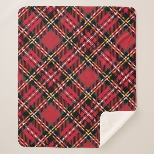 Couverture Sherpa Motif de tartan de Noël (Devant)