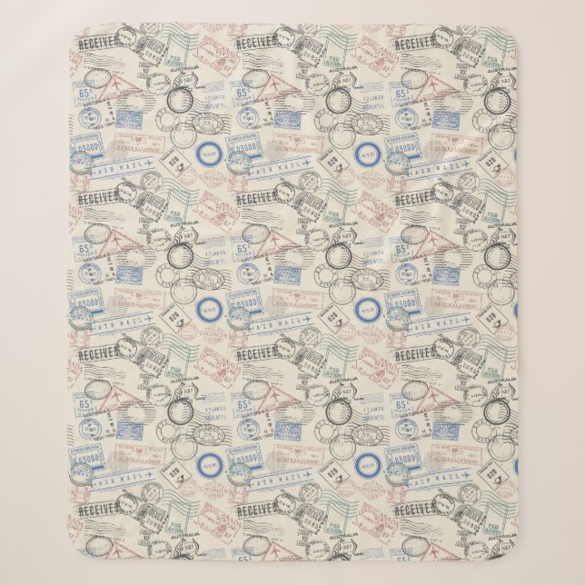 Couverture Sherpa Motif de timbres-poste du monde (Devant)